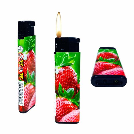 Elektrisch Klik Aansteker 50 Stuks Met Fruitprint - navulbaar - vio 