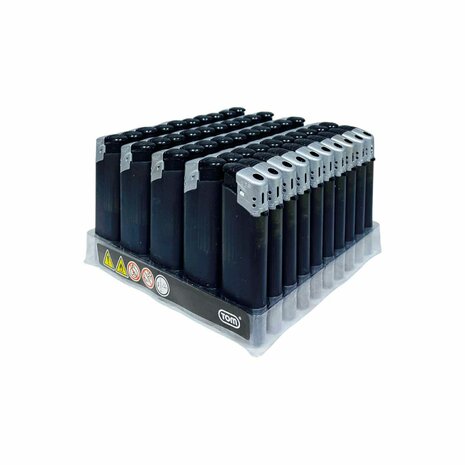 Elektrische Aanstekers - Zwart Transparant 50 stuks - Verstelbare &amp; navulbaar - Bedrukbaar 