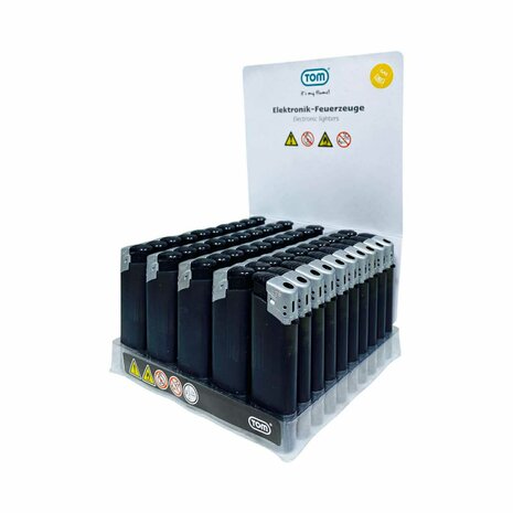 Elektrische Aanstekers - Zwart Transparant 50 stuks - Verstelbare &amp; navulbaar - Bedrukbaar 