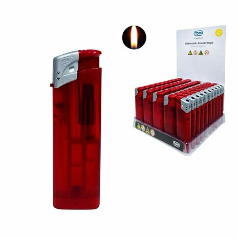 Elektrische Aanstekers - Rood Transparant 50 stuks - Verstelbare &amp; navulbaar - Bedrukbaar 