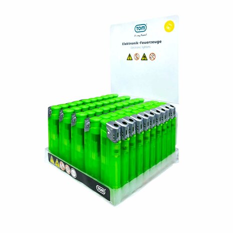 Elektrische Aanstekers - Licht Groen Transparant 50 stuks - Verstelbare &amp; navulbaar - Bedrukbaar 