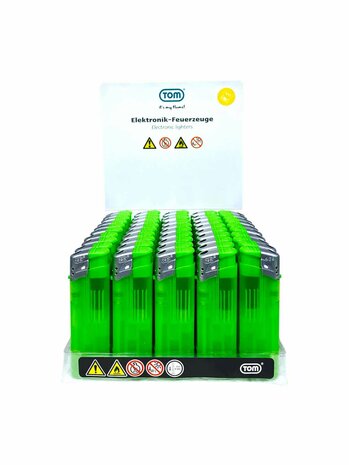 Elektrische Aanstekers - Licht Groen Transparant 50 stuks - Verstelbare &amp; navulbaar - Bedrukbaar 