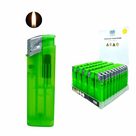 Elektrische Aanstekers - Licht Groen Transparant 50 stuks - Verstelbare &amp; navulbaar - Bedrukbaar 