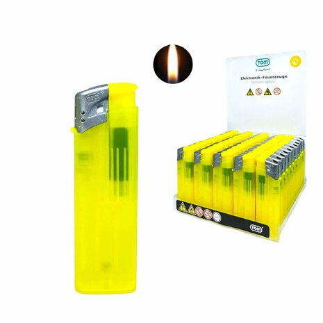 Elektrische Aanstekers - Geel Transparant 50 stuks - Verstelbare &amp; navulbaar - Bedrukbaar 
