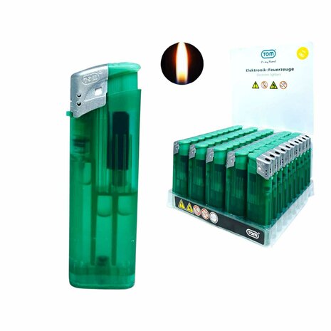 Elektrische Aanstekers - Donker Groen Transparant 50 stuks - Verstelbare &amp; navulbaar - Bedrukbaar 