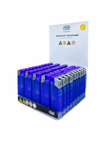 Elektrische Aanstekers - Licht Blauw Transparant 50 stuks - Verstelbare &amp; navulbaar - Bedrukbaar 