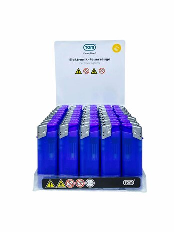 Elektrische Aanstekers - Licht Blauw Transparant 50 stuks - Verstelbare &amp; navulbaar - Bedrukbaar 