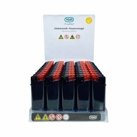 Briquets &eacute;lectriques - TC Rouge - Noir - 50 pi&egrave;ces - R&eacute;glables et rechargeables - Imprimables