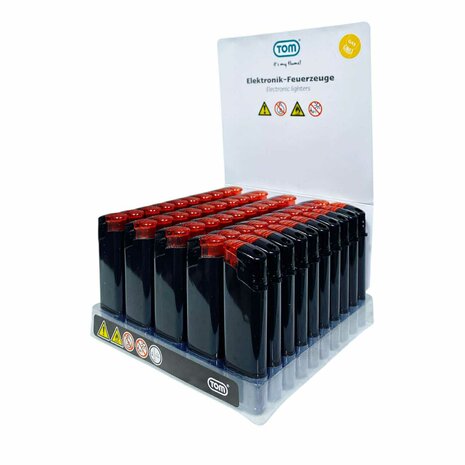 Briquets &eacute;lectriques - TC Rouge - Noir - 50 pi&egrave;ces - R&eacute;glables et rechargeables - Imprimables