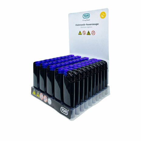 Elektrische Aanstekers - TC Blue - Zwart - 50 stuks - Verstelbare &amp; navulbaar - Bedrukbaar 