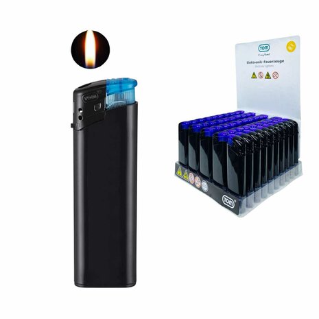 Elektrische Aanstekers - TC Blue - Zwart - 50 stuks - Verstelbare &amp; navulbaar - Bedrukbaar 