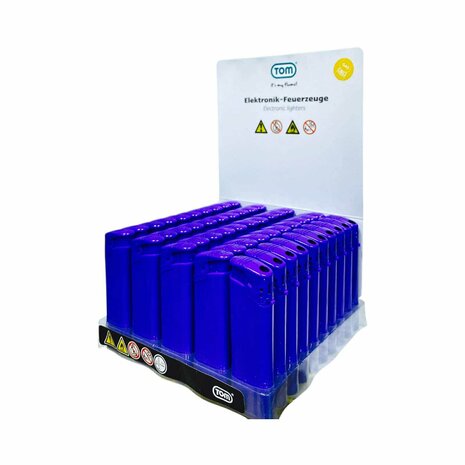 Briquets &eacute;lectriques - Briquet bleu imprimable vierge - Paquet de 50 - R&eacute;glable et rechargeable