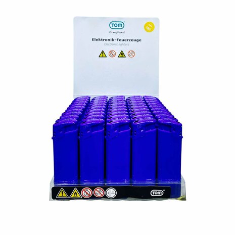 Briquets &eacute;lectriques - Briquet bleu imprimable vierge - Paquet de 50 - R&eacute;glable et rechargeable