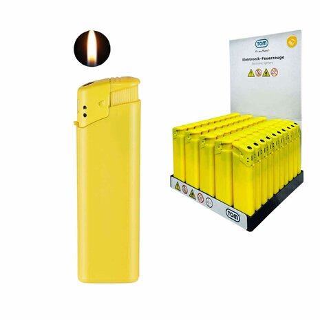 Briquets &eacute;lectriques - Briquets jaunes imprimables vierges - Lot de 50 - R&eacute;glables et rechargeables