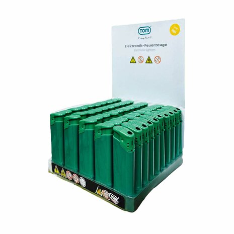 Briquets &eacute;lectriques - Briquet vert imprimable vierge - Paquet de 50 - R&eacute;glable et rechargeable