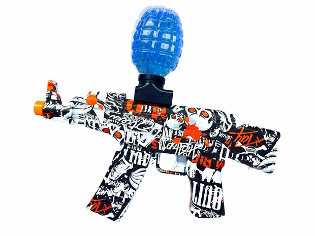 Gel Blaster AK47 Rot - Leuchtender Schalld&auml;mpfer mit LED-Licht - Komplettset - Wiederaufladbar - 45 cm