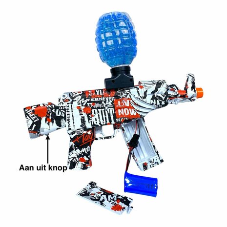 Gel Blaster AK47 Rot - Leuchtender Schalld&auml;mpfer mit LED-Licht - Komplettset - Wiederaufladbar - 45 cm