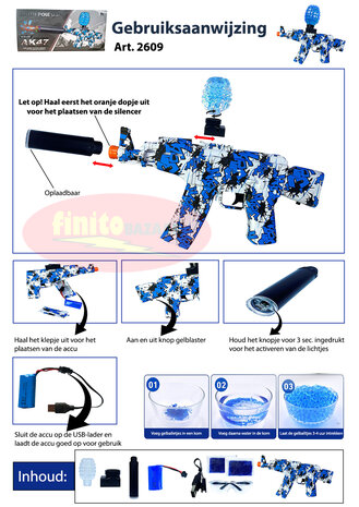 Gel Blaster AK47 Groen- Luminous Silencer met Led licht - compleet set - oplaadbaar - 45 cm + 2 zakjes gelballen