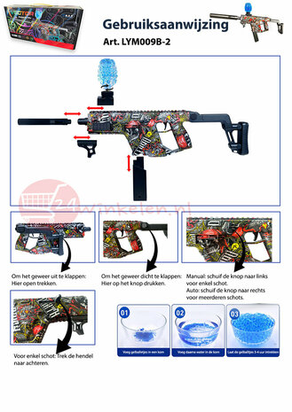 Gel Blaster - Space Vector Assault Rifle - compleet set - oplaadbaar - 74 CM Blauw inc gelballen (1000st.)