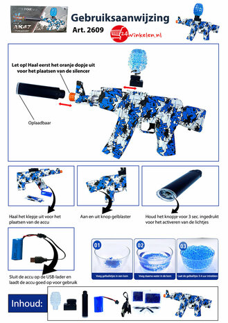 Gel Blaster AK47 Groen- Luminous Silencer met Led licht - compleet set - oplaadbaar - 45 cm 