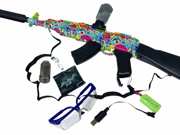 Shooting Elite Gel Blaster - Luminous Silencer - AK 47 Led Light - compleet set - Oplaadbaar - 74CM