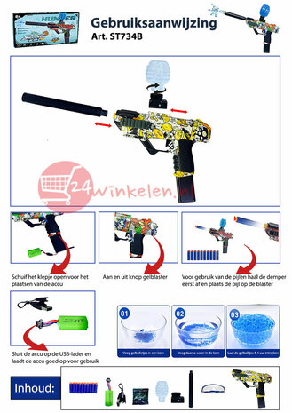 Shooting Elite Gel Blaster - HUNTER- LED LIGHT - compleet set + pijlen - 5000 balletjes - oplaadbaar - 42.5 CM