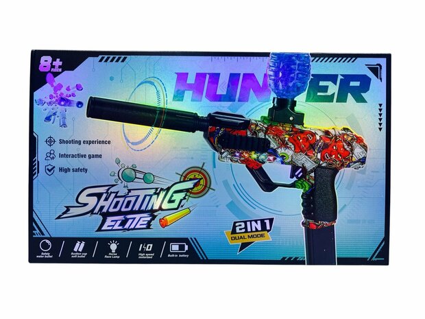 Shooting Elite Gel Blaster - HUNTER- LED LIGHT - compleet set + pijlen - 5000 balletjes - oplaadbaar - 42.5 CM