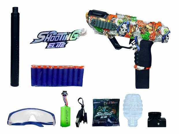 Shooting Elite Gel Blaster - HUNTER- LED LIGHT - compleet set + pijlen - 5000 balletjes - oplaadbaar - 42.5 CM