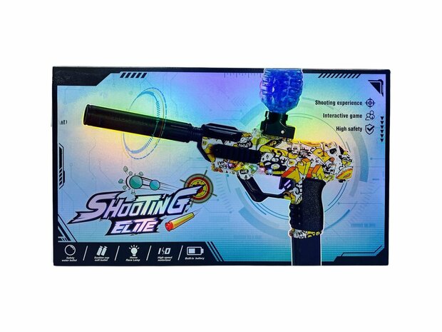 Shooting Elite Gel Blaster 2-en-1 - Hunter - Lumi&egrave;re LED - Billes de gel + Fl&egrave;ches - 5000 billes - Rechargeable - 42,5 cm