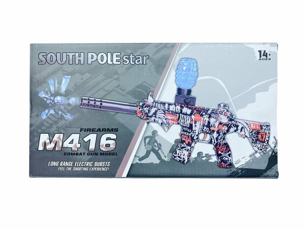 Gel Blaster- Elektrische pistool - Red Graffiti - compleet set incl. gel ballen - oplaadbaar - 48CM