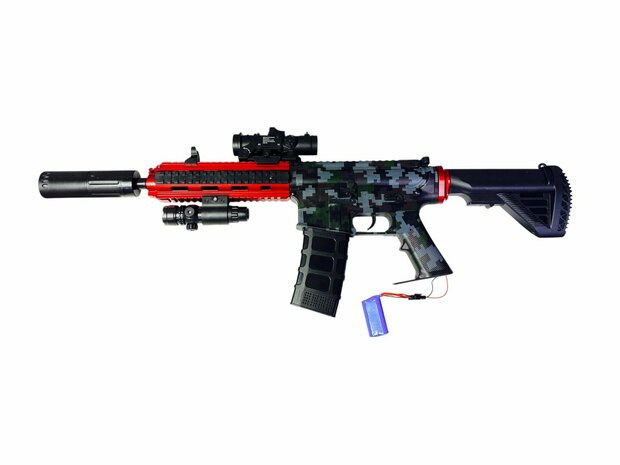 Gel Blaster - M16 - Luminous Silencer - LED Light - incl. gelballetjes - compleet set - oplaadbaar - 78CM