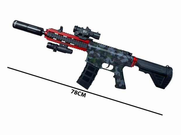 Gel Blaster - M16 - Luminous Silencer - LED Light - incl. gelballetjes - compleet set - oplaadbaar - 78CM