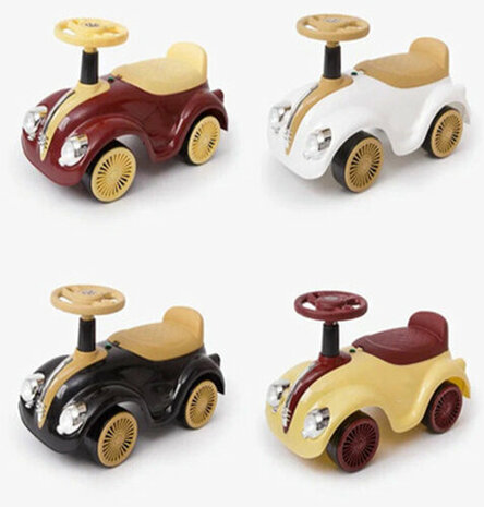 Loopauto Classic Luxury Retro Car - 55CM - Wit - muziek en lichtjes