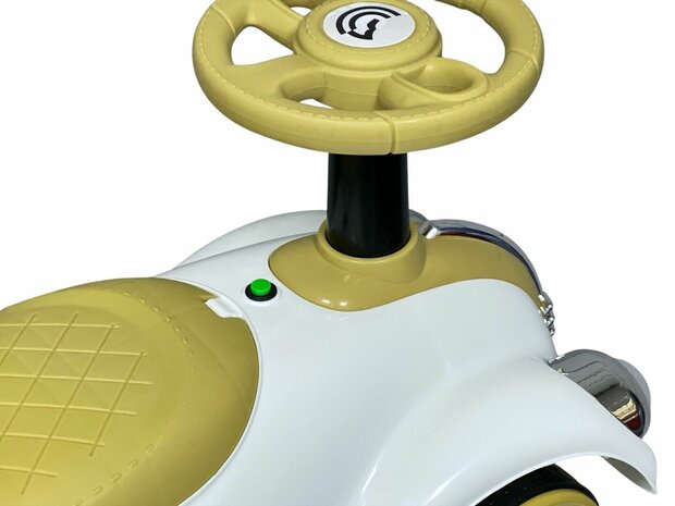 Loopauto Classic Luxury Retro Car - 55CM - Wit - muziek en lichtjes