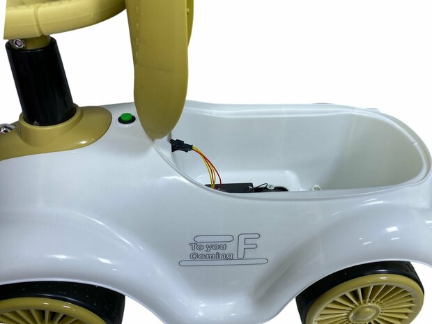 Loopauto Classic Luxury Retro Car - 55CM - Wit - muziek en lichtjes