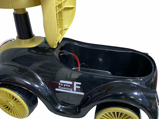 Loopauto Classic Luxury Retro Car - 55CM - Zwart - muziek en lichtjes