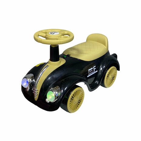 Loopauto Classic Luxury Retro Car - 55CM - Zwart - muziek en lichtjes