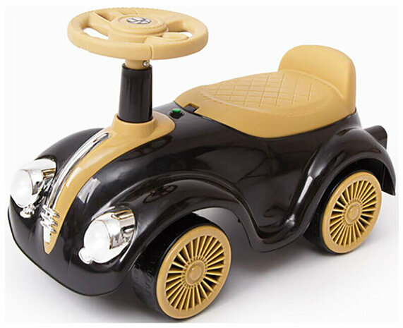 Loopauto Classic Luxury Retro Car - 55CM - Zwart - muziek en lichtjes