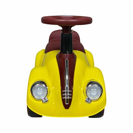 Loopauto Classic Luxury Retro Car - 55CM - Geel - muziek en lichtjes