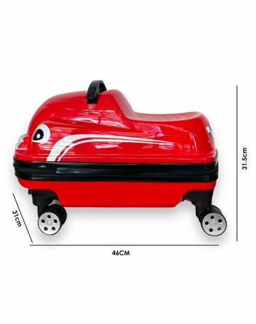 Kinderen Koffer - Zit en Loopauto - 2 in 1 Rood - 32L