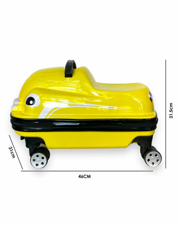 Kinderen Koffer - Zit en Loopauto - 2 in 1 Geel - 32L