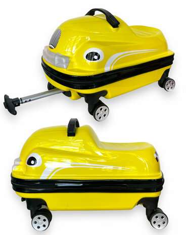 Kinderen Koffer - Zit en Loopauto - 2 in 1 Geel - 32L