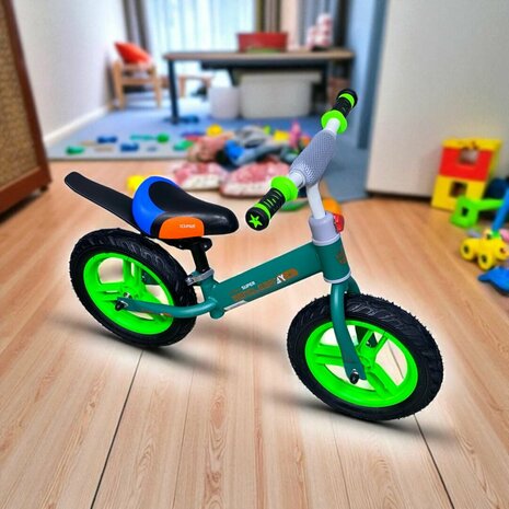 Kinderloopfiets 80 cm - Groen - rubber banden - Mengele Baby - vanaf 1 jaar