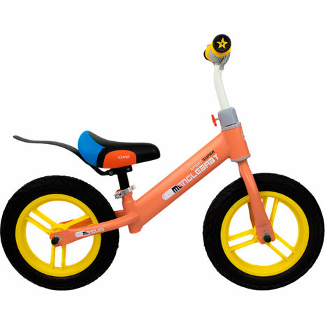 Kinderloopfiets 80 cm - Oranje - rubber banden - Mengele Baby - vanaf 1 jaar