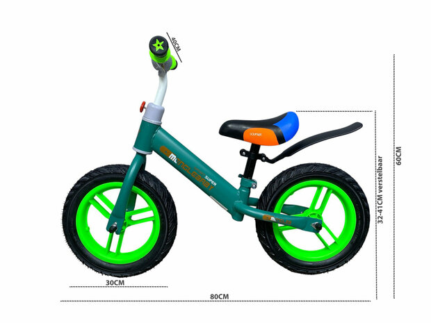 Kinderloopfiets 80 cm - Blauw - rubber banden - Mengele Baby - vanaf 1 jaar