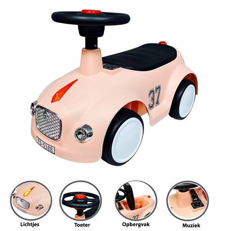 Loopauto met toeter en lichtjes 60 CM - vanaf 12 maanden