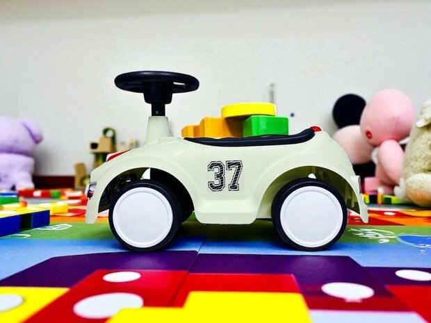 Loopauto met toeter en lichtjes 60 CM - vanaf 12 maanden - Beige
