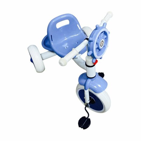 Driewieler kinderfiets - blauw - met pedalen - licht &amp; geluid 63 CM