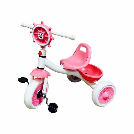 Driewieler kinderfiets - Roze - met pedalen - licht &amp; geluid 63 CM