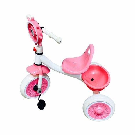 Driewieler kinderfiets - Roze - met pedalen - licht &amp; geluid 63 CM